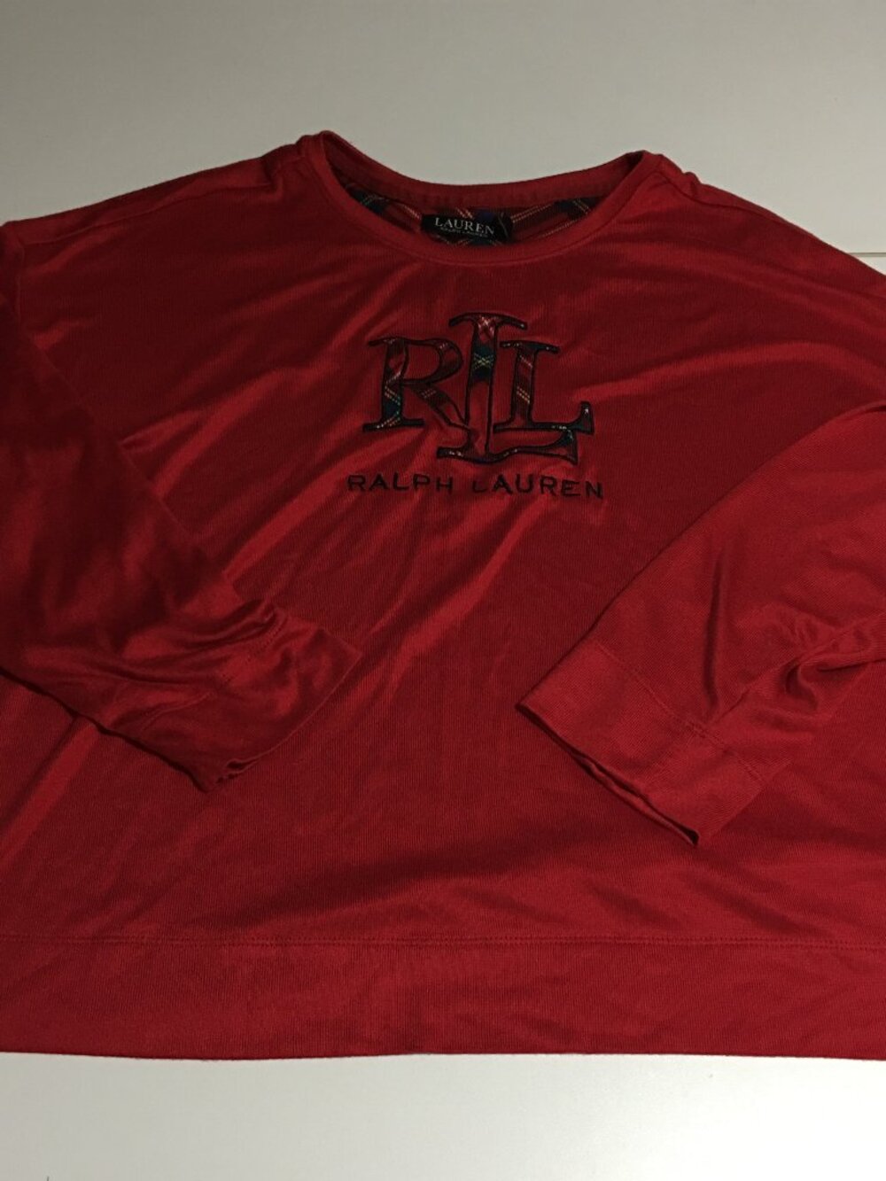 Lauren Ralph Lauren Pajama Top Long Sleeve Womens XL Loungewear Red